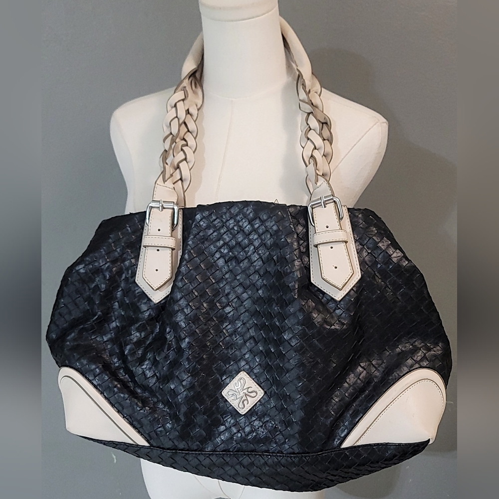 Simply‎ Vera Tuxedo Leather oversized hobo